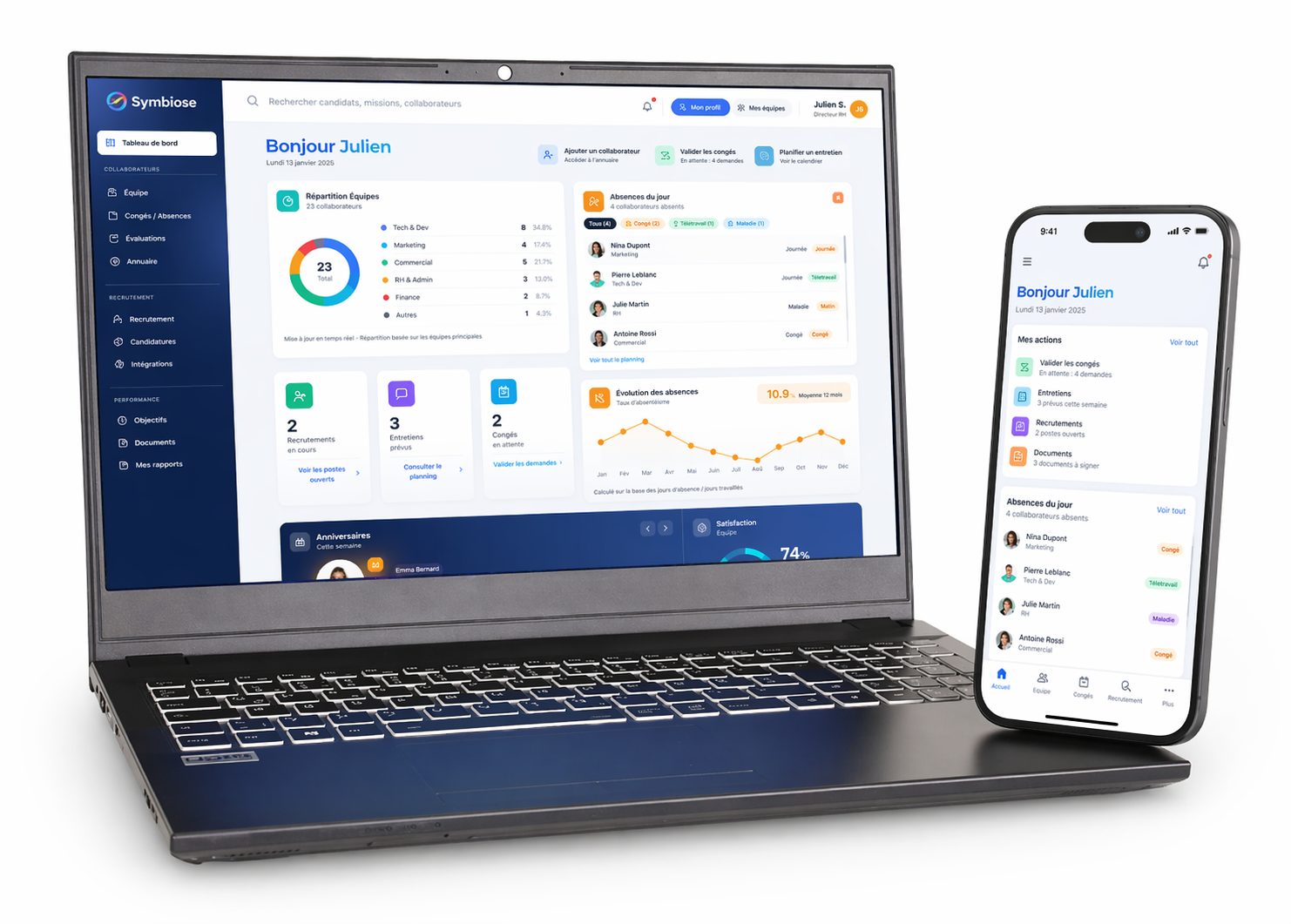 L'application Symbiose sur ordinateur et sur mobile